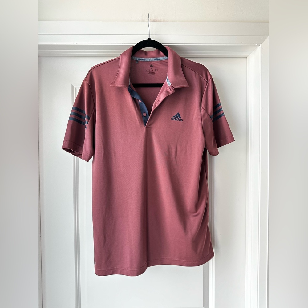 Adidas Men's Pink Polo Golf Shirt